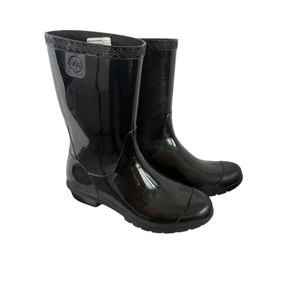 UGG Girls Raana black mid calf rain boots.  Waterproof.  Size 4.